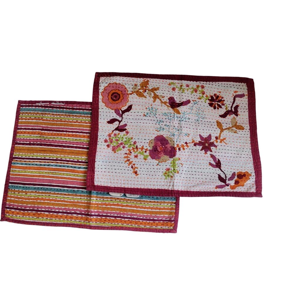 Couleur Nature by Bruno Lamy Paris Placemats Set of 6 Stitched Cotton Birds